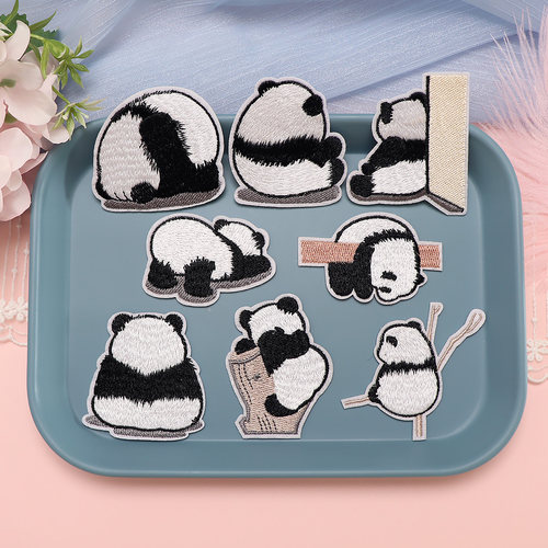 可爱熊猫装饰贴diy卡通刺绣布贴