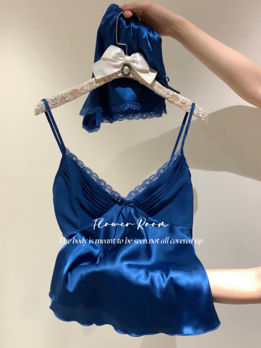 Flower Room夏夜*高级感缎面冰丝睡衣女夏季舒适吊带短裤居家套装