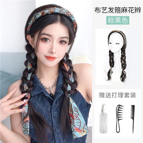 假发女长发发箍假发一体长卷发夏季全头套式麻花辫子仿真发假发套