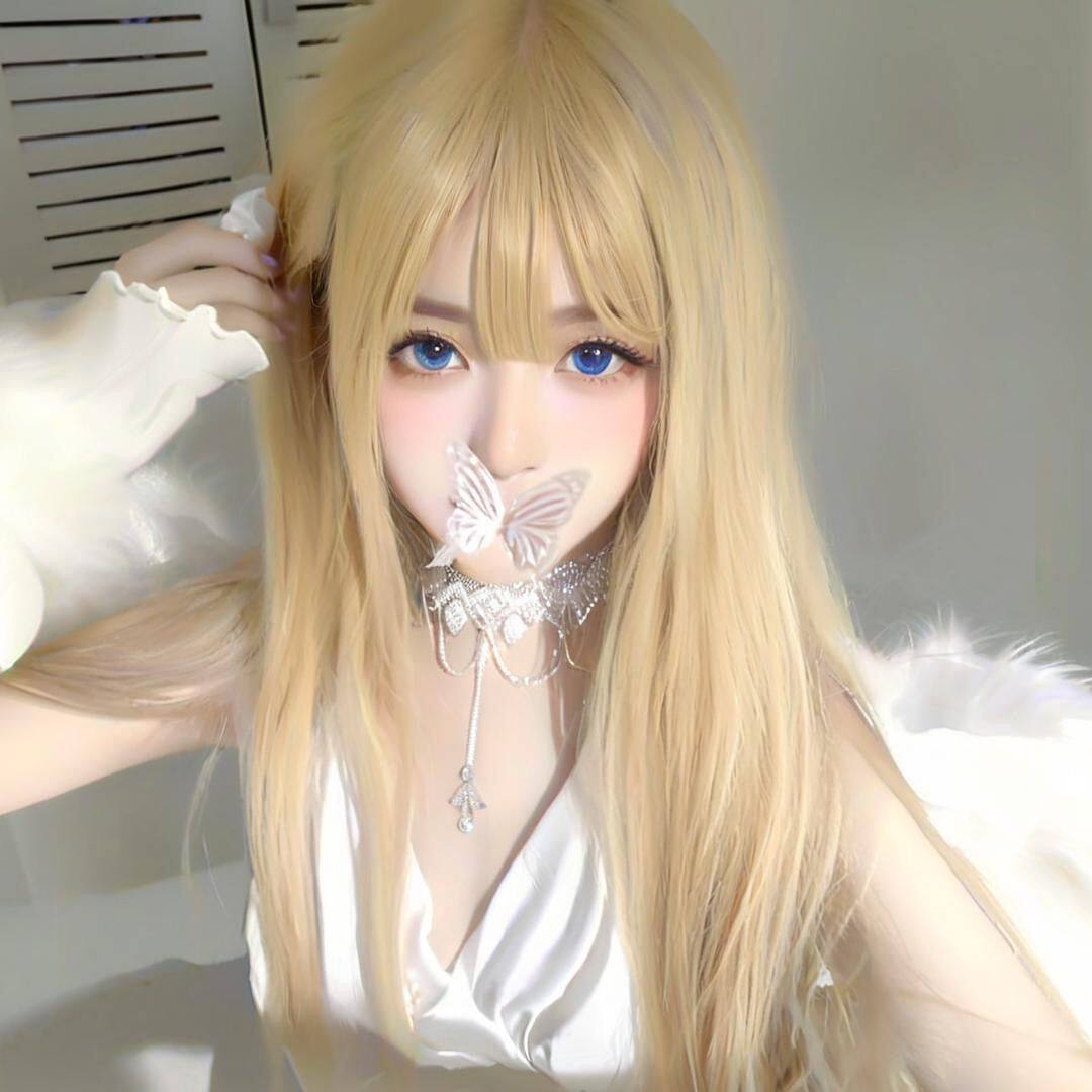 米白奶茶系假发男女长直发日常万用lolita空气刘海暗黑全头套COS