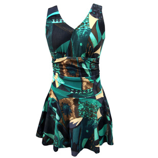 保守温泉游泳衣9911 连体泳衣女显瘦遮肚裙式 华尔特新款 大码