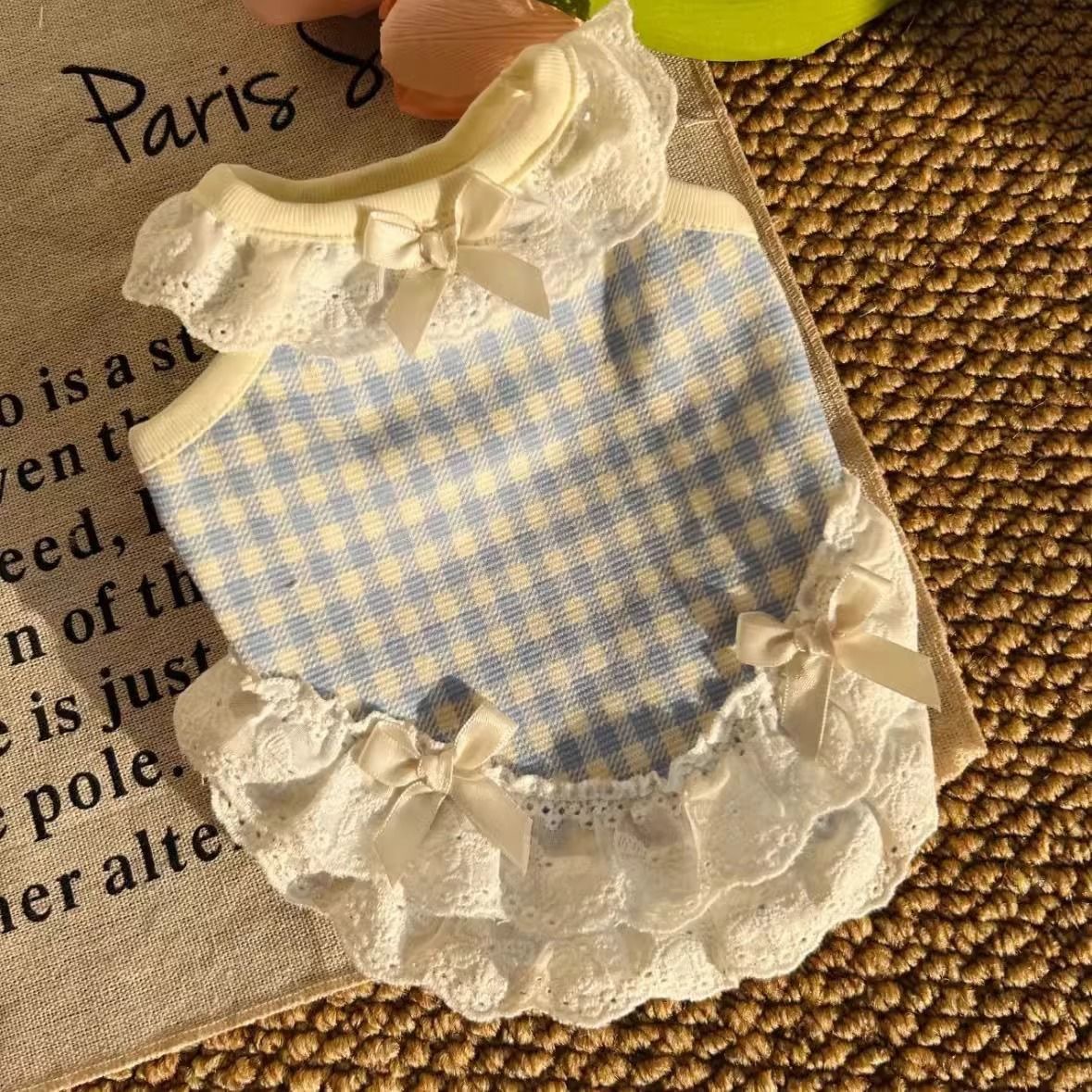 宠物狗狗猫咪衣服夏季薄款小型幼犬泰迪比熊约克夏蝴蝶结花边