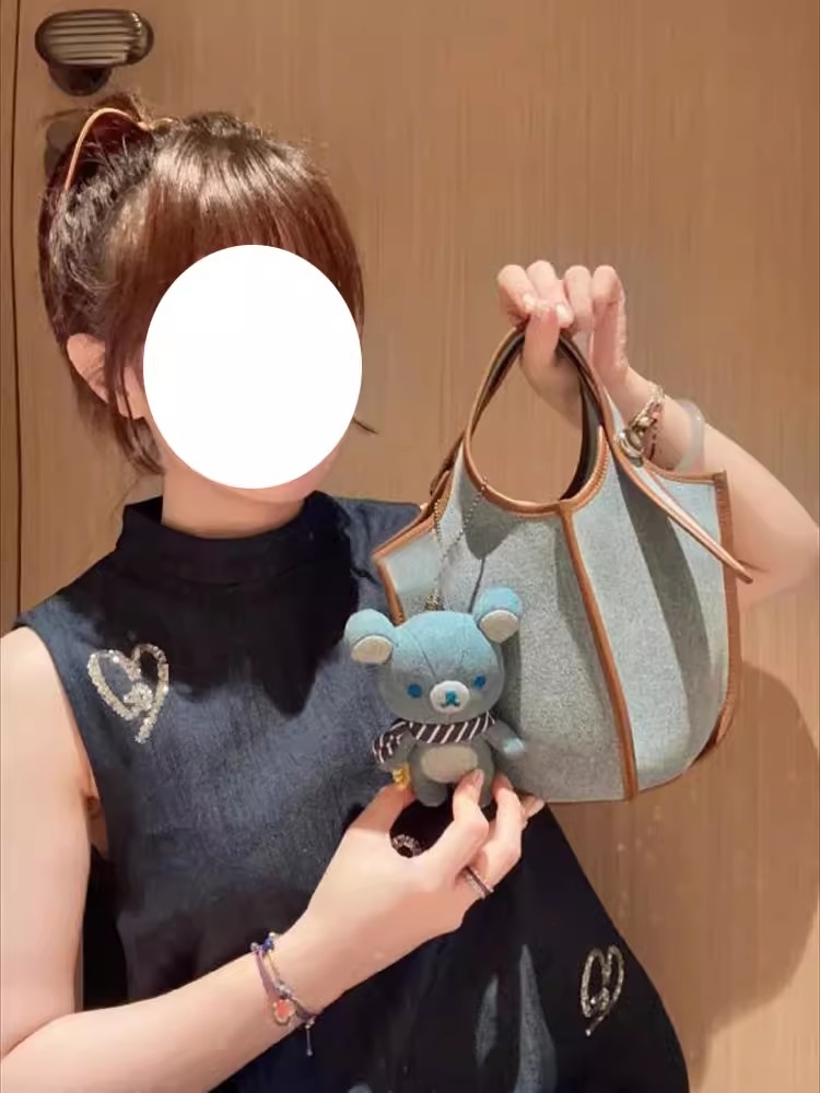 牛仔果篮水桶小包包女式2025新款夏季小众设计师帆布菜篮子手提包