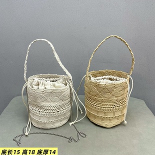 新款蜜蜡线手工编织休闲潮流百搭极简小众设计高质感单肩斜挎小包