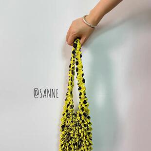 2025新品伸缩波点黄色帆布包腋下包斜挎包大容量帆布袋新年包包女