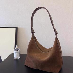 磨砂女包2025新款小众腋下包托特包复古鹿皮绒高级感单肩斜挎包