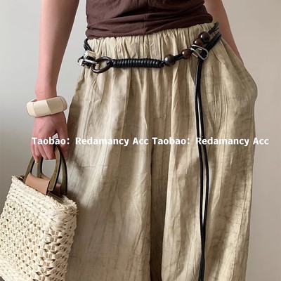 宋妍霏同款超长软皮绳串珠腰链腰带百搭时尚百搭小众服饰配饰链