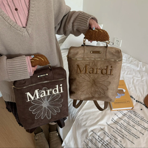 韩版Mardi复古麂皮绒双肩包