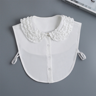 秋冬雪纺木耳边假领子女百搭假领衬衫毛衣内搭可爱娃娃领假衬衣领