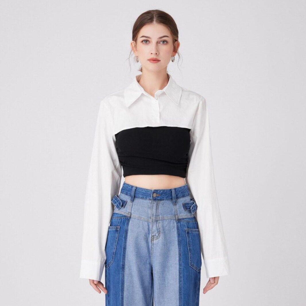 棉质长袖披肩百搭短款衬衫女假领子春夏秋季外搭防走光配裙子装饰