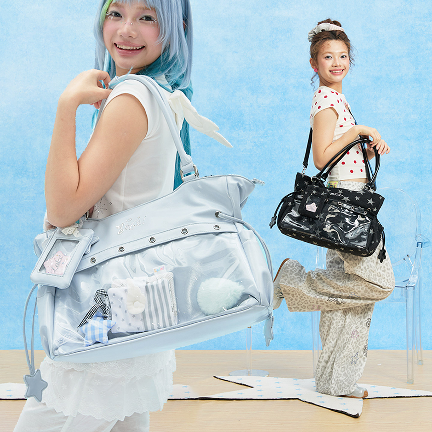 LOLA DESIGN星星玩偶通勤包Y2K甜酷挂件卡大容量斜挎单肩托特痛包