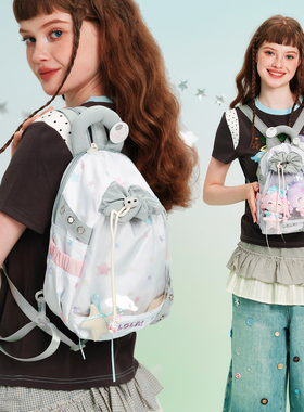 LOLA DESIGN天使波点双肩痛包 斜挎痛包日常出游通勤晒娃吧唧背包