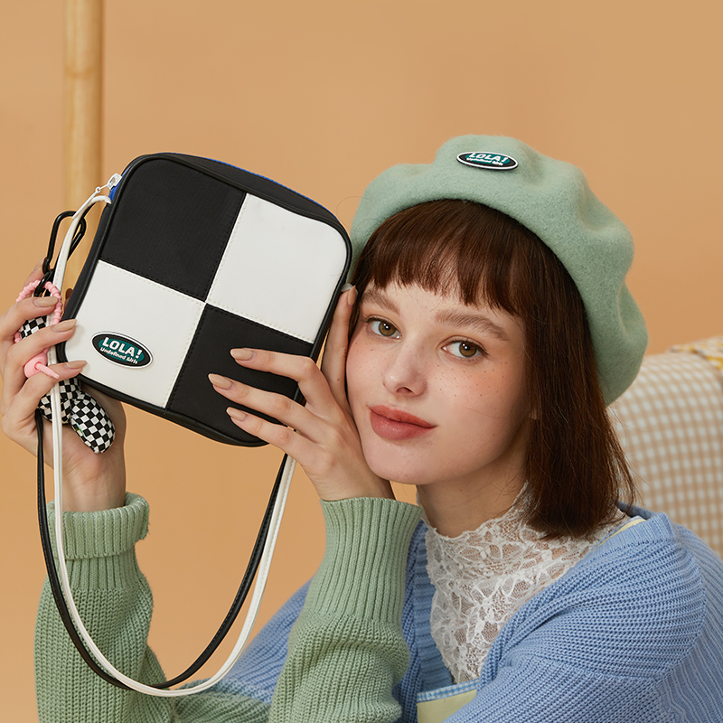 田字格纹学生迷你小方包