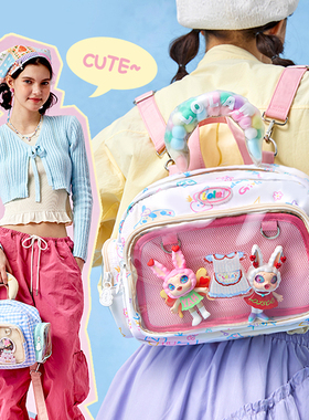 LOLA DESIGN机器人少女出游小背包 可爱痛包双肩小包包大学生书包