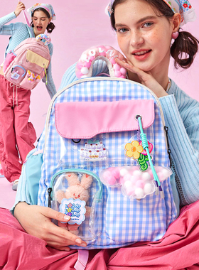 LOLA DESIGN甜美少女双肩包ins小众痛包高中生书包大容量旅行背包