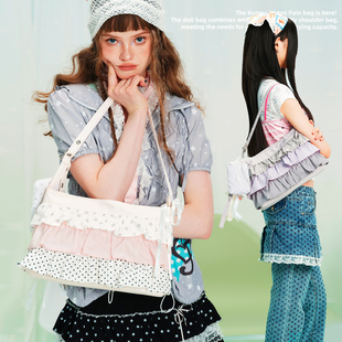 手提单肩包 小众大容量腋下包二次元 LOLA DESIGN裙摆波点吃谷痛包