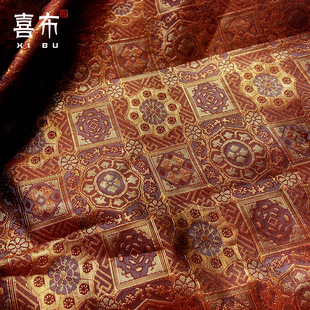 特唐背子红金富贵方块相纹中国面料复古茶垫裱画装帧高档锦盒布料