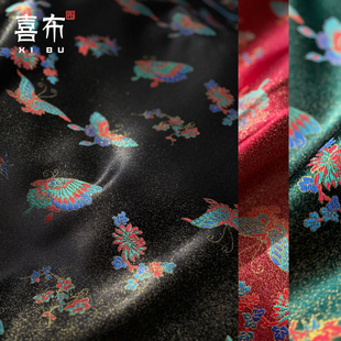 蝴蝶通金织金中国风包装花卉马甲衣服绸缎面料口金包手工DIY布料
