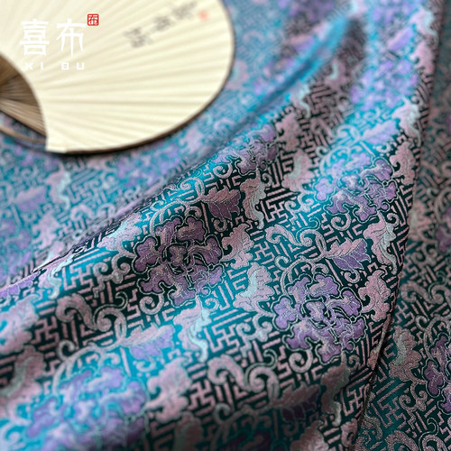 哈青万寿牡丹纹样织锦缎花卉布料