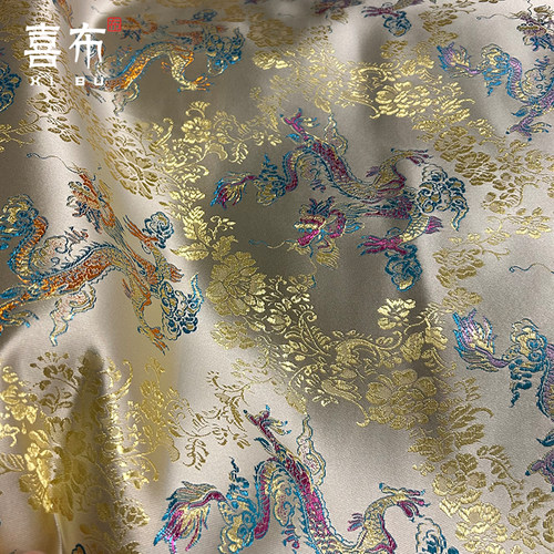紫气东来登云龙纹织锦缎布料