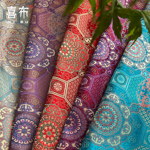 织锦缎布料蛟龙古装汉服旗袍绸缎仿古坐垫古风提花服装面料宫廷风