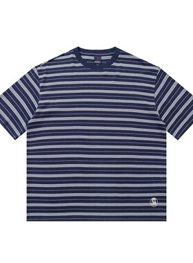 RUIIENRS x REKNAT 2025 夏季新款 日系复古条纹圆领短袖 PL1250