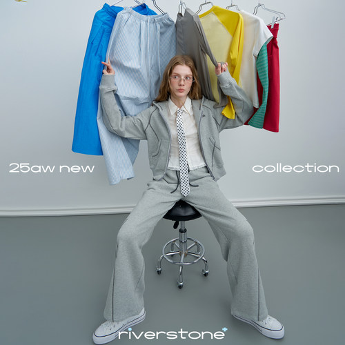 riverstone plus 纯色明线拉链开衫运动卫衣套装女秋宽松休闲卫裤
