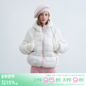 riverstone plus 可爱波点连帽90白鸭绒羽绒服女宽松排骨加厚外套