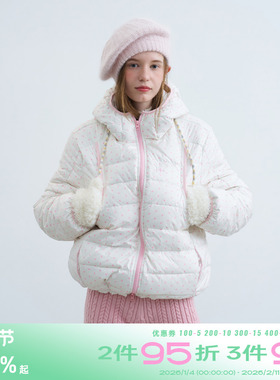 riverstone plus 可爱波点连帽90白鸭绒羽绒服女宽松排骨加厚外套