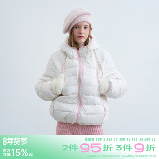 riverstone plus 可爱波点连帽90白鸭绒羽绒服女宽松排骨加厚外套