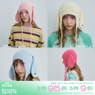 riverstone 兔耳朵针织帽秋冬可爱兔儿帽文艺耳套飞行帽 plus