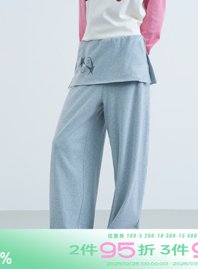 riverstone plus 假两件星星印花休闲卫裤女设计感纯色宽松阔腿裤