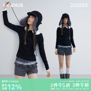 riverstone plus 基础圆领纯色长袖T恤女修身显瘦正肩慵懒打底衫