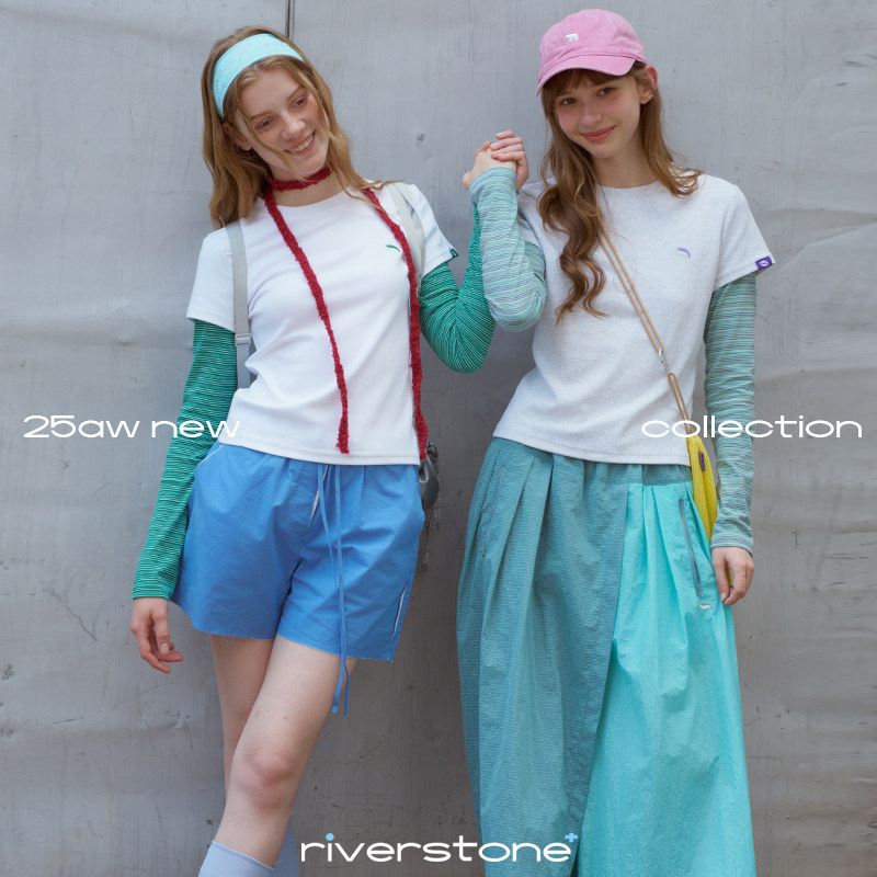 riverstone plus 假两件修身圆领长袖t恤女春季正肩打底衫上衣