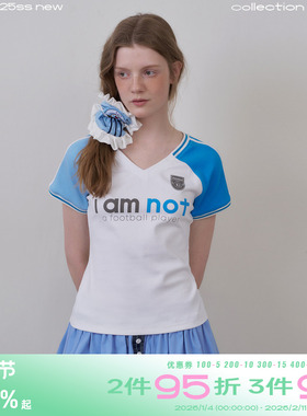 riverstone plus 修身显瘦V领T恤女2025年夏季薄款撞色休闲短袖T