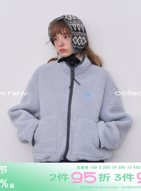 riverstone plus 多巴胺摇粒绒麂皮休闲外套女加绒立领羊羔绒上衣