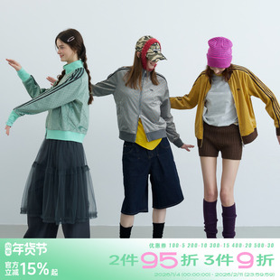 riverstone plus 美式复古波点立领拉链卫衣外套女春季修身上衣