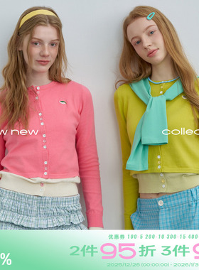 riverstone plus 假两件开衫圆领毛衣女秋季撞色百搭针织衫上衣