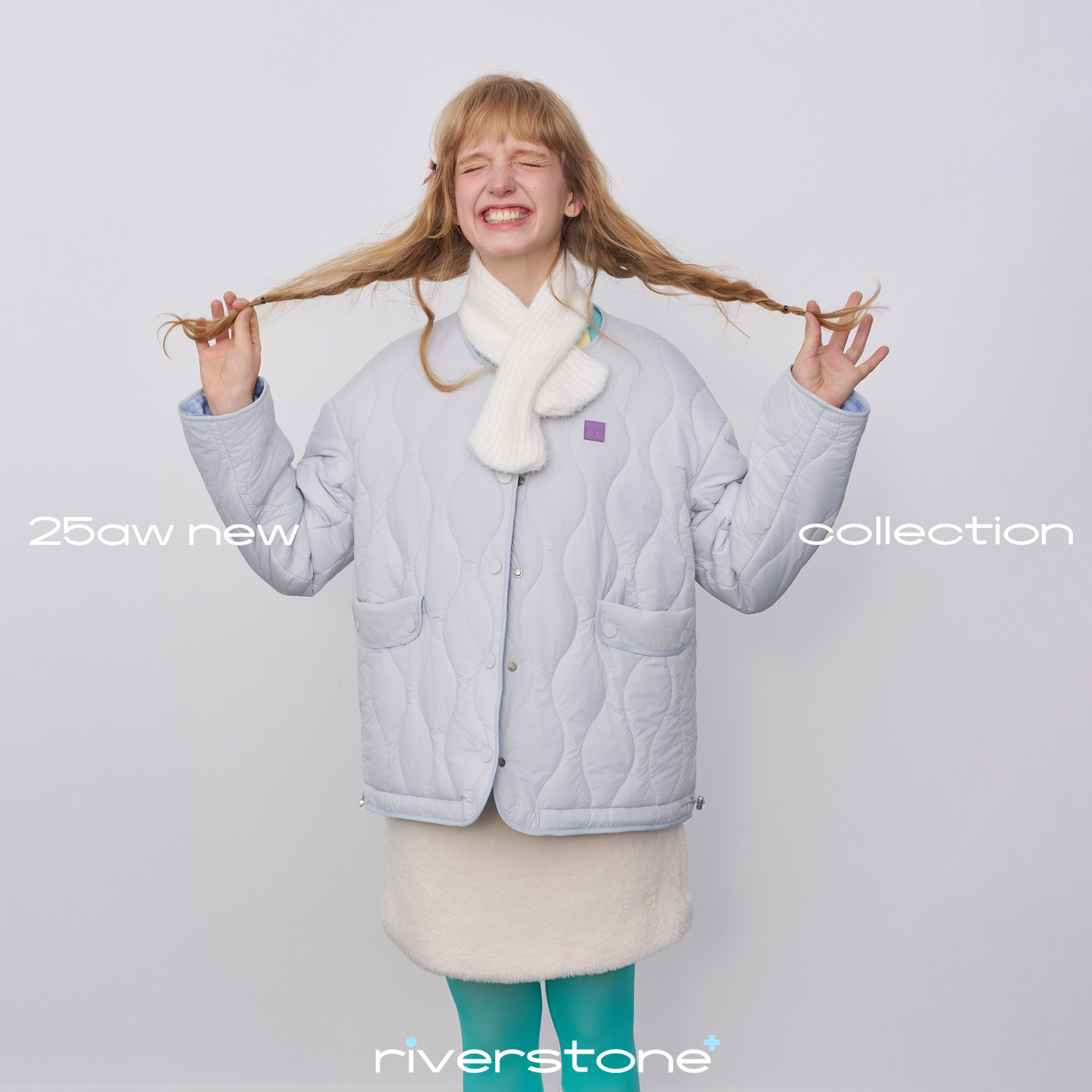 riverstone plus 双面穿可爱圆领口袋棉衣女冬季加厚夹克棉服上衣