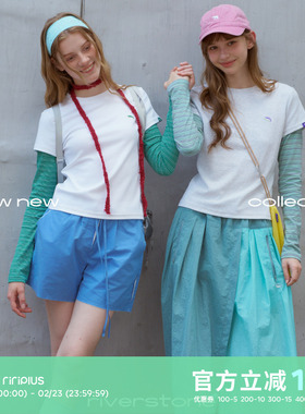 riverstone plus 假两件修身圆领长袖t恤女春季正肩打底衫上衣