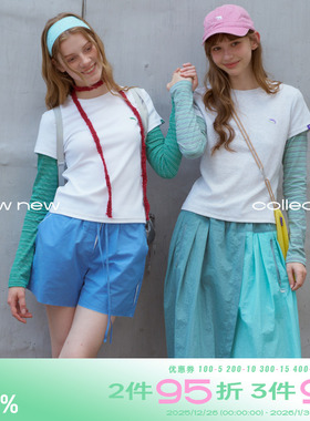 riverstone plus 假两件修身圆领长袖t恤女秋季正肩打底衫上衣