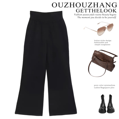 加绒加厚收腹提臀泡芙微喇裤