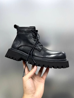 帕达索马丁靴男款短靴加绒保暖男鞋厚底增高工装靴休闲皮鞋230923
