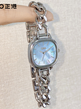 正港ZGO小方糖手表女蓝色小方表轻奢小众贝母手链表女士气质手表
