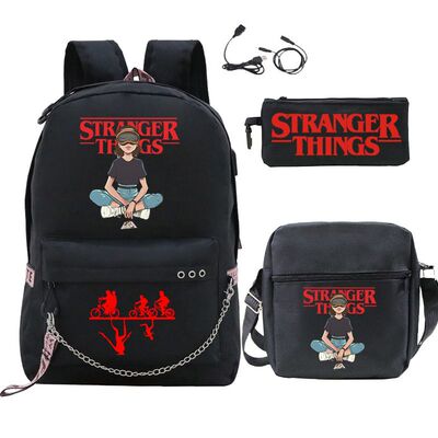 Strangerthing印花潮流学生书包