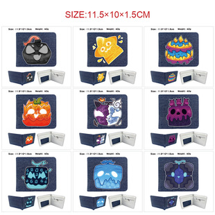 游戏周边牛仔布对折皮钱包短款 fruits 钱包卡包零钱包 blox 跨境