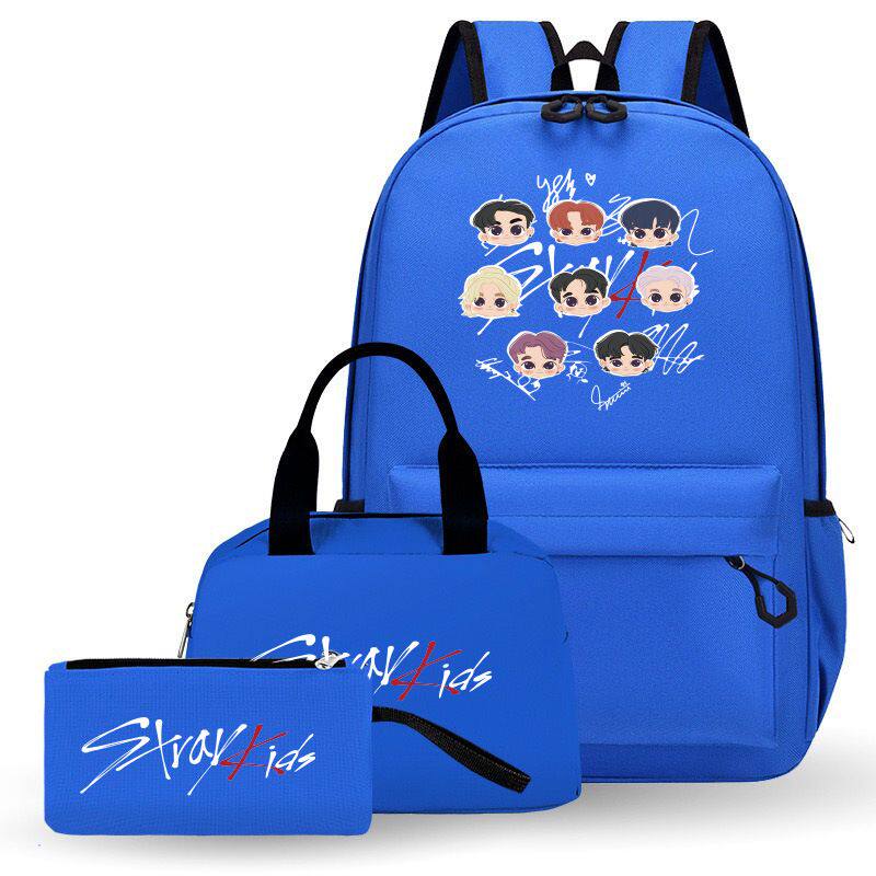 新stray kids组合周边同款背包双肩包韩版男女通用书包笔袋三件套