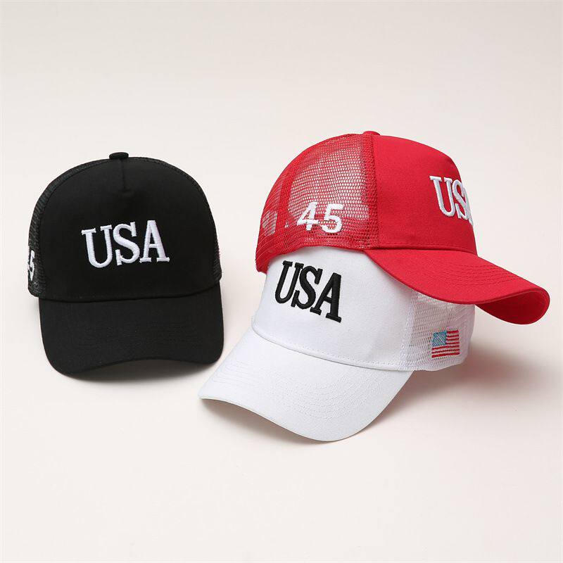 爆款帽子 刺绣USA国旗网款棒球帽 男女户外防晒硬顶鸭舌帽