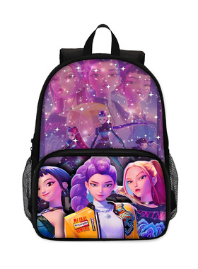 外贸猎魔女团儿童前袋背包 KPop DemonHunters学生书包贴袋双肩包