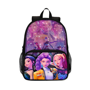 外贸猎魔女团儿童前袋背包 KPop DemonHunters学生书包贴袋双肩包